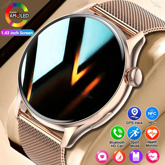 2026 NFC Smart Watch Amoled HD GPS Track Sports Heart Rate Bluetooth Call Waterproof Ladies Women Smartwatch For Women's Gift