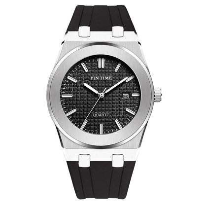 PINTIME Top Brand Sport Men's Watches Silicone Strap Waterproof 30m Calendar Check Face Dial Fashion Quartz Wristwatch Relogios