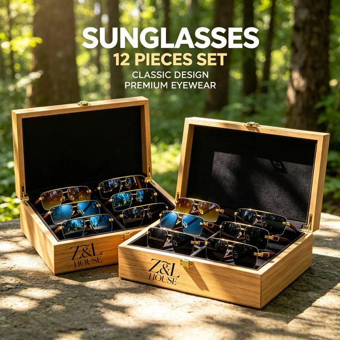 Double-Bridge Metal-Trim Sunglasses Set — view 1