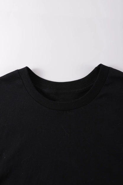 Black White Crop T-Shirt Women Cotton Soft Trendy Short Sleeve Crewneck All-Match Clothes Summer Casual Navel Exposed Tees