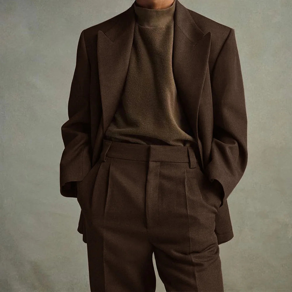 Mens Fashion Suits 2 Piece Set Notch Lapel Single Breasted Comfortable Slim Fit Casual Party Blazer with Trousers Wedding
