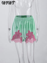 Lace-Trim Velvet Shorts