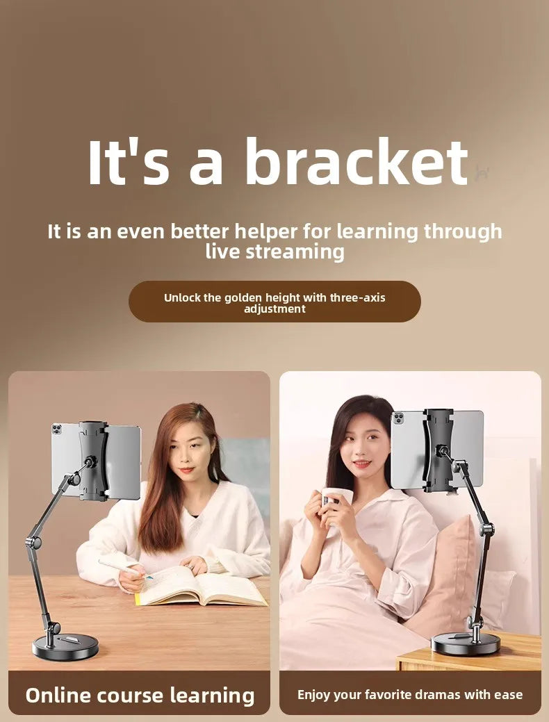 Adjustable Carbon Steel Phone Holder 360° Rotatable Overhead Shooting Bracket for Desktop Live, Food Recording & Unpacking Vlog