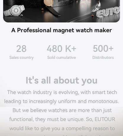 Eutour New Original Magnetic Rose Gold Trend Women's Watches Female Student Quartz Watch Simple Fashion Women's Watches