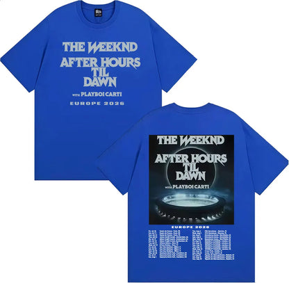 The Weeknd After Hours until Dawn Printed men's fashion Hip-hop short-sleeved T-shirt Retro Casual short-sleeved T-shirt