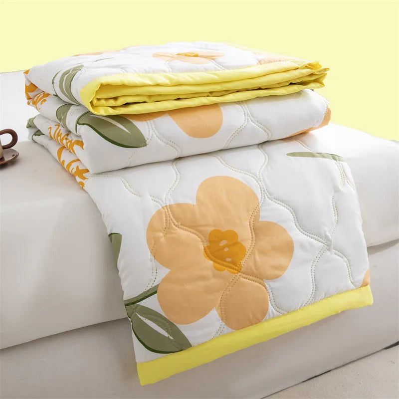 Washed cotton summer quilt skin-friendly grinding summer cool quilt printing student dormitory air conditioner quilt edredones colchas para niñas