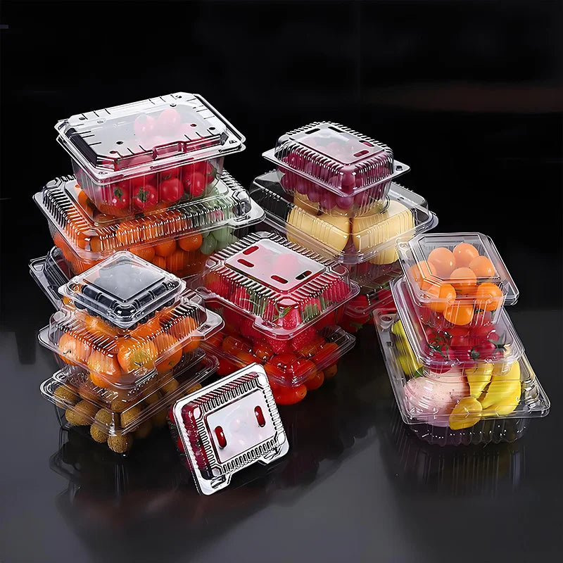 50-Pack Clear Plastic Disposable Food Trays - Sturdy Fruit & Snack Storage Containers