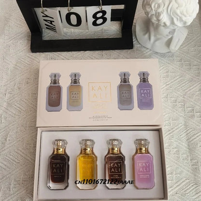 KAYALI Unisex Eau De Parfum Set 4x10ml Long Lasting Floral Fruity Musk Vanilla Royale Mini Travel Perfume Collection