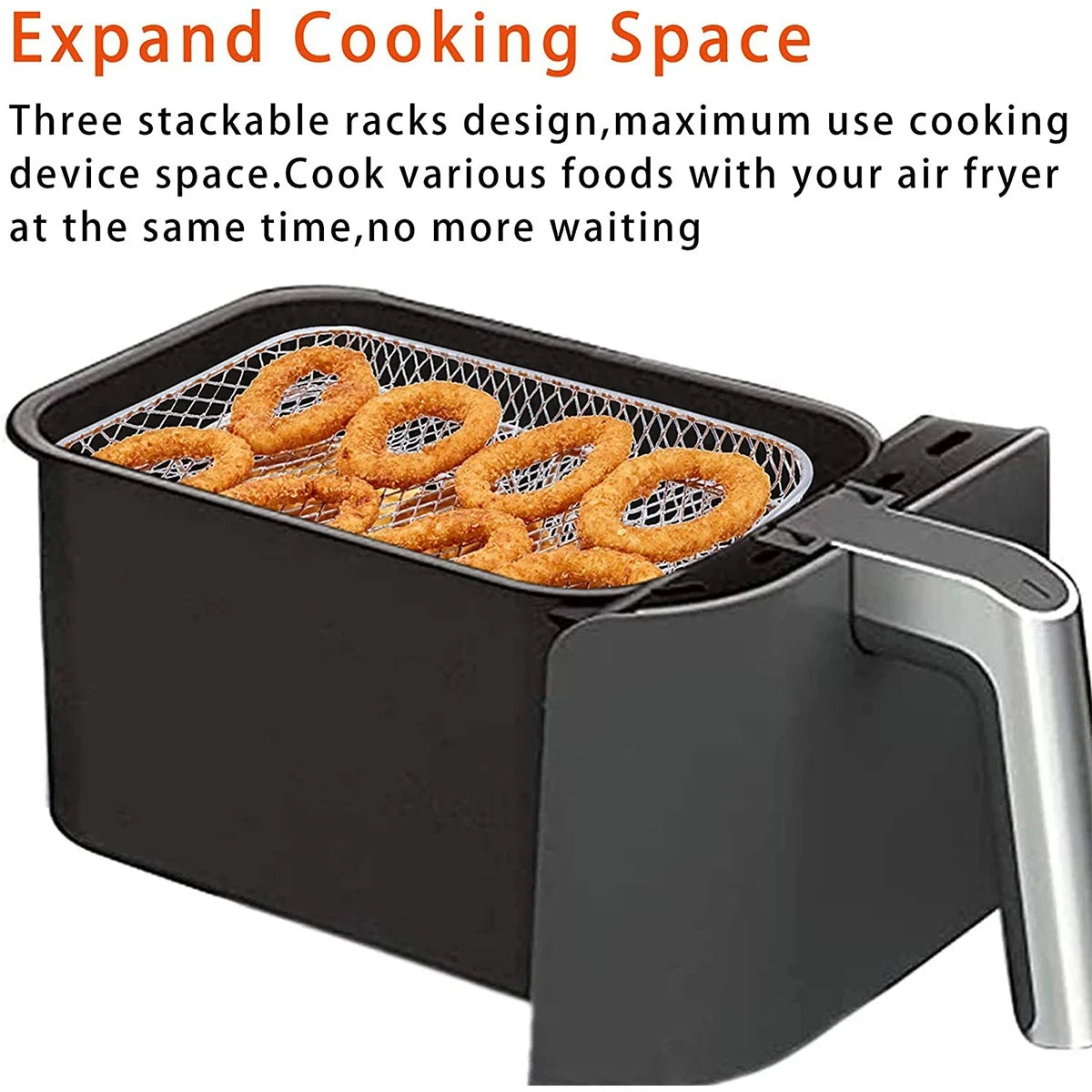 Air Fryer Rack Baking Tray Stackable Grilling304Stainless Steel Airfryer Oven Grill Steamer Cooker Kitchen Gadgets Cooking Tools