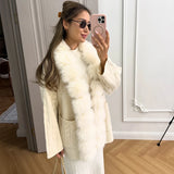 Cable Knit Cardigan with Faux Fur Collar