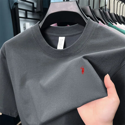 2025 Xiaoma Fashion Brand Pure Cotton Men's Short sleeved T-shirt Summer New High end Comfortable Casual Round Neck Top