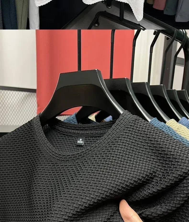 Ice Silk Mesh T-shirt Men's Short Sleeve Round Neck Tshirt Man Summer Half Sleeve Men Thin Solid Color Sports Tees Tops