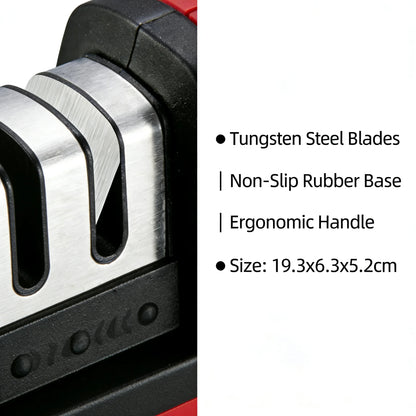 Ergonomic 3 Stage Manual Knife Sharpener Non-Slip Handle Kitchen Knife Sharpening Tool for Home Cooking