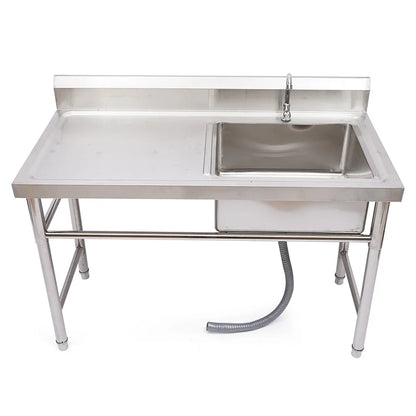 120x60cm Kitchen Sink with Left Platform Commercial Stainless Steel Sink with Faucet  Easy to Clean and Maintain