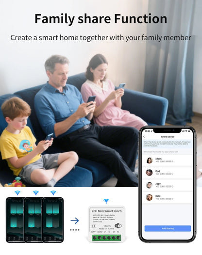 100-240V 16A Tuya Smart WiFi Switch Mini 1/2Gang Breaker Relay Smart Life App Remote Interruptor Google Home Alexa Voice Control