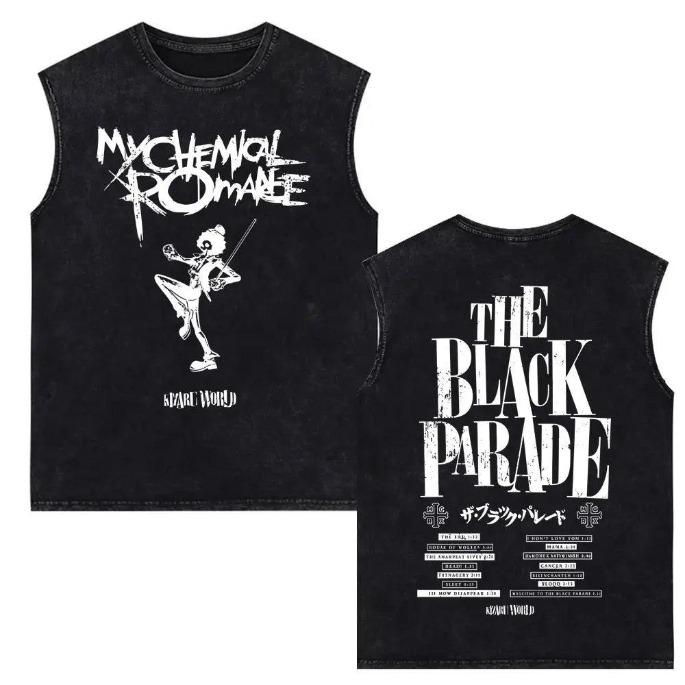 My Chemical Romance Vintage Washed Tank Tops Three Cheers for Sweet Revenge Sleeveless Vest Men Retro Punk Emo Rock Band T-shirt