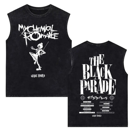 My Chemical Romance Vintage Washed Tank Tops Three Cheers for Sweet Revenge Sleeveless Vest Men Retro Punk Emo Rock Band T-shirt
