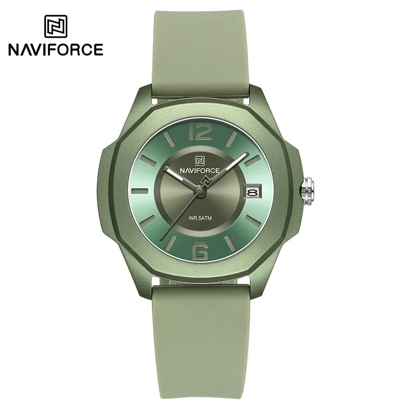 NAVIFORCE NF7107 Watch for Women Silicone Strap Classic Fashion 5ATM Waterproof Ladies Elegant Watch
