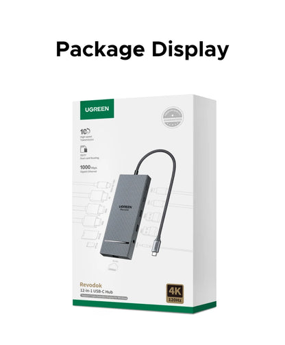 UGREEN 12-in-1 USB HUB Type-C to 2HDMI 4K120Hz DP USB3.2 10Gbps SD/TF RJ45 PD100W for MacBook Dell HP Laptop Accessories Docking