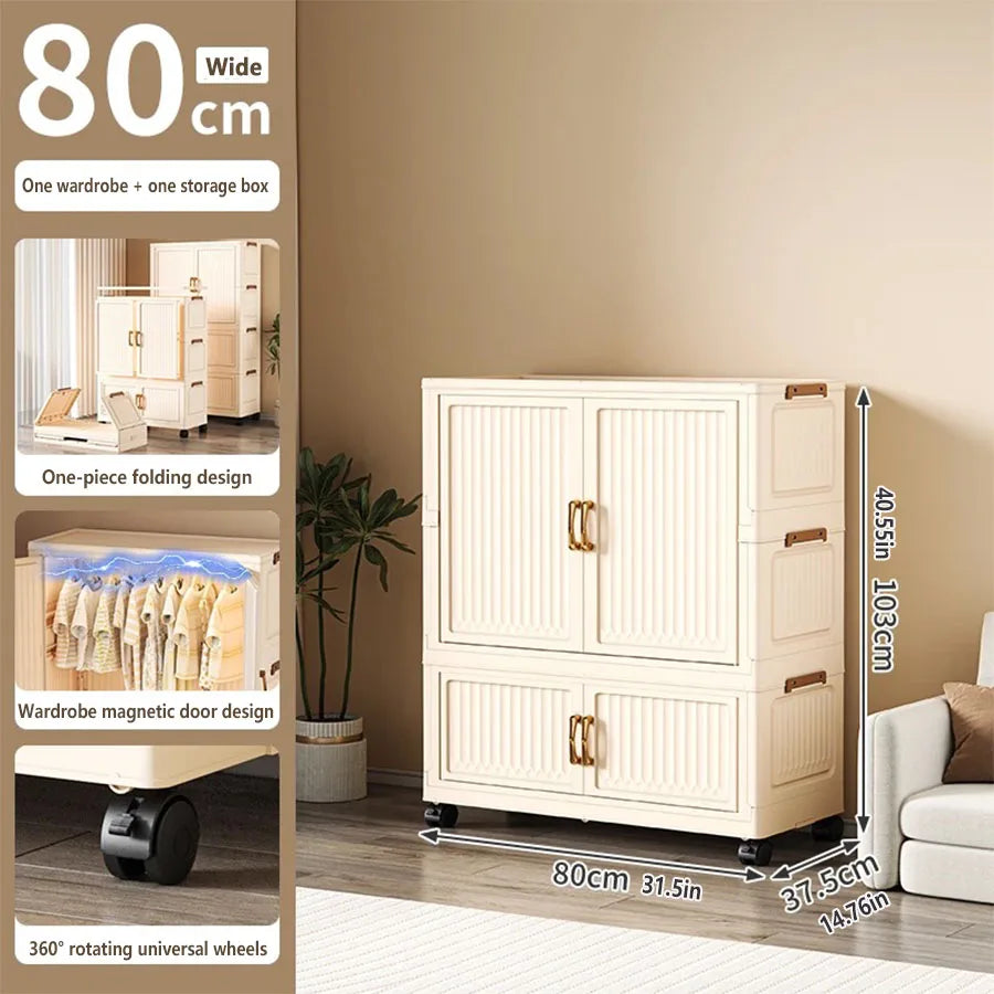 Large Capacity Dustproof Wardrobe Sundries Cabinet Multifunction Folding Storage Cabinet Locker Closet Organizer