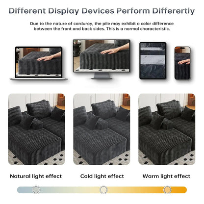 108in Modular Sectional Sofa Chaise Lounge Flannel Fabric Removable Washable Cover Pillow Backrest Living Room 4 Seat Custom