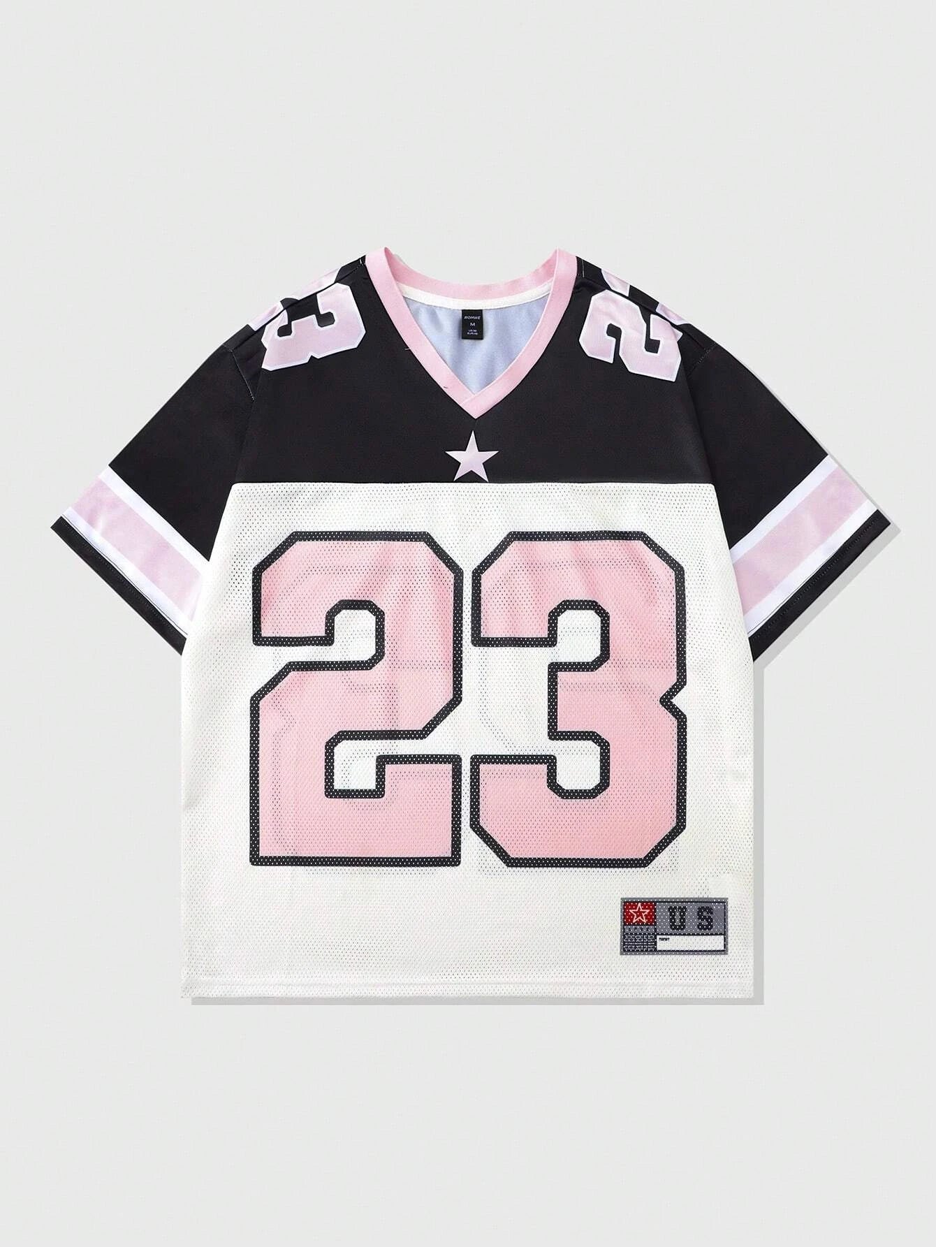 2025 New Hot Women's Summer Y2K Fashion Casual Shirt Street Retro Hip Hop 23 Shirt V-Neck Loose Breathable Quick Drying T-Shirt
