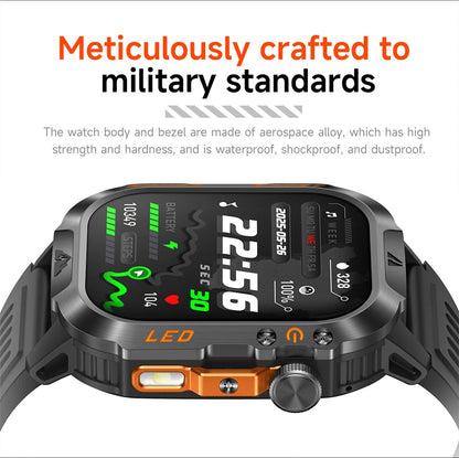 2026 New 1200 mAh Battery Military Smartwatch Men 5ATM Waterproof Fitness Tracker Health Heart Rate Smart Watch For iOS Android