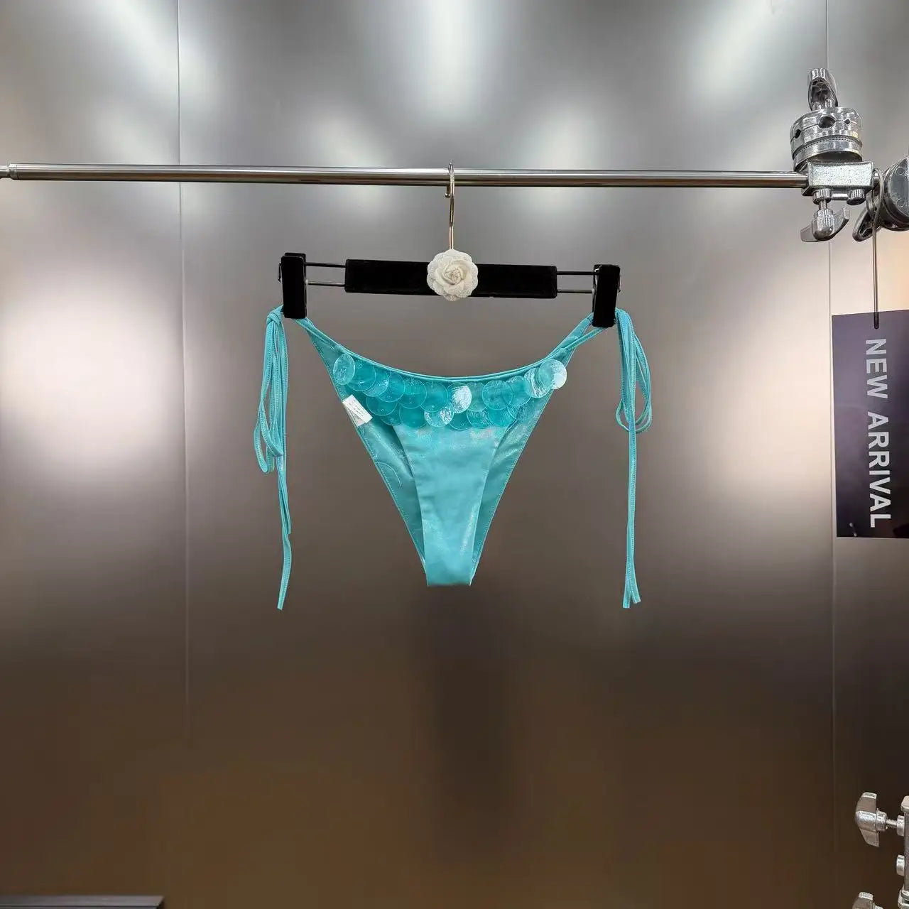 New Luxury Sequin Decorated Tie Bikini Two-Piece Swimsuit for Women Vacation Sexy Bikini Set