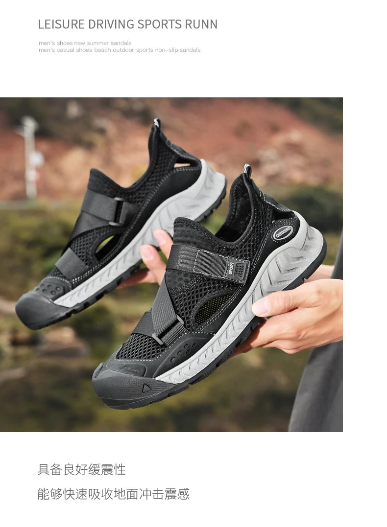 Summer Men Sandals Genuine Leather Mens Casual Shoes Outdoor Men Leather Sandals for Men Beach Shoes Roman mens Shoes
