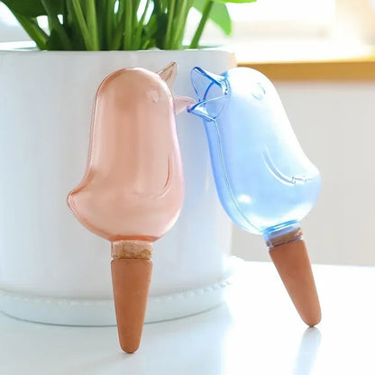 High quality automatic flower waterer plant waterer self watering water balloon bird shaped hand blown plastic water balloon