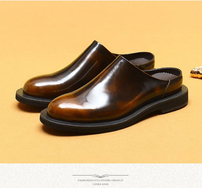 Luxury Men's Slippers Genuine Leather Loafers Men Moccasins Casual Non-slip Man Shoes Italian Summer Fashion Half Shoes for Men