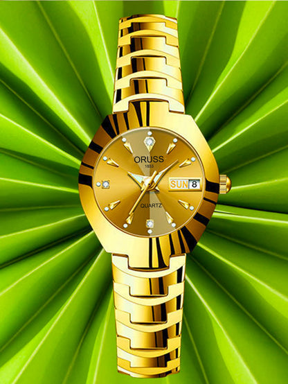 ORUSS Hot Brand Ladies' Watch High Quality Stainless Steel  Waterproof Luminous Pointer Week Calendar Eleganc Women Quartz Watch