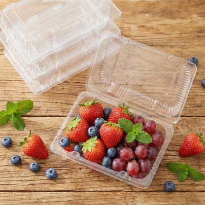 50-Pack Clear Plastic Disposable Food Trays - Sturdy Fruit & Snack Storage Containers