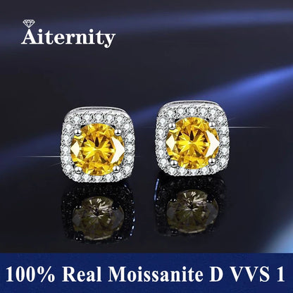 HOT Moissanite S925 Sterling Silver Stud Earrings For Women And Men With 2 Certificates Pass Diamond Test Pen Fine Jewelry