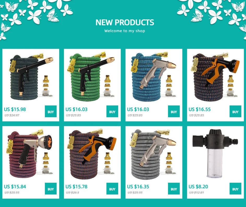 High Pressure Garden Water Hose Expandable Magic Flexible 2.5-30 Meters Sesame Granules Pipe Garden Farm Irrigation Car Wash Gun