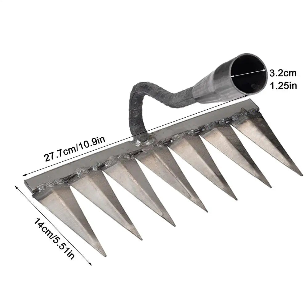 4/5/6/7 Teeth Carbon Steel Garden Hand Rake Farm Tool Weeding Scarifier Agricultural Nail Harrow Metal Harrow Garden WeedingTool
