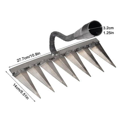 4/5/6/7 Teeth Carbon Steel Garden Hand Rake Farm Tool Weeding Scarifier Agricultural Nail Harrow Metal Harrow Garden WeedingTool
