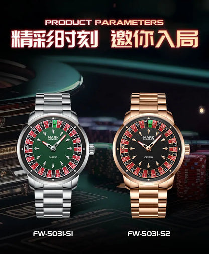 Mark Fairwhale Original Watch For Men Luxury Stainless Steel Clock Fashion Casual Fun Roulette Design Quartz Wristwatch 2025 New