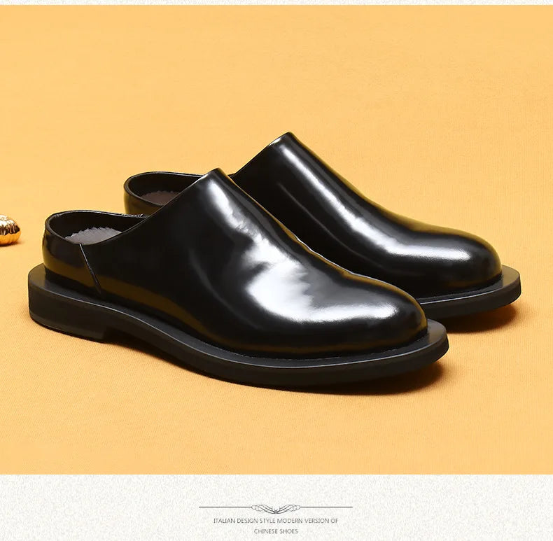 Luxury Men's Slippers Genuine Leather Loafers Men Moccasins Casual Non-slip Man Shoes Italian Summer Fashion Half Shoes for Men