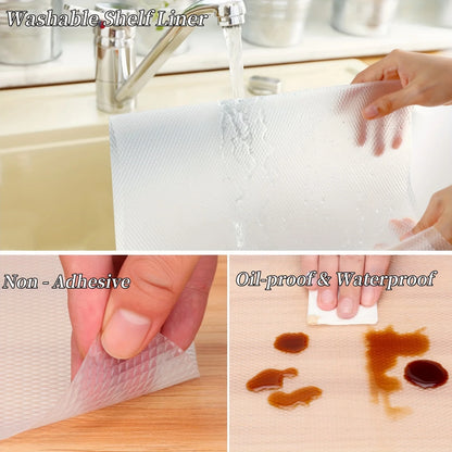 1 Roll 300cm/118inch Waterproof Non-Slip Plastic Shelf Liner Roll,Multipurpose Cabinet Drawer Mat Liner for Kitchen Daisy Design