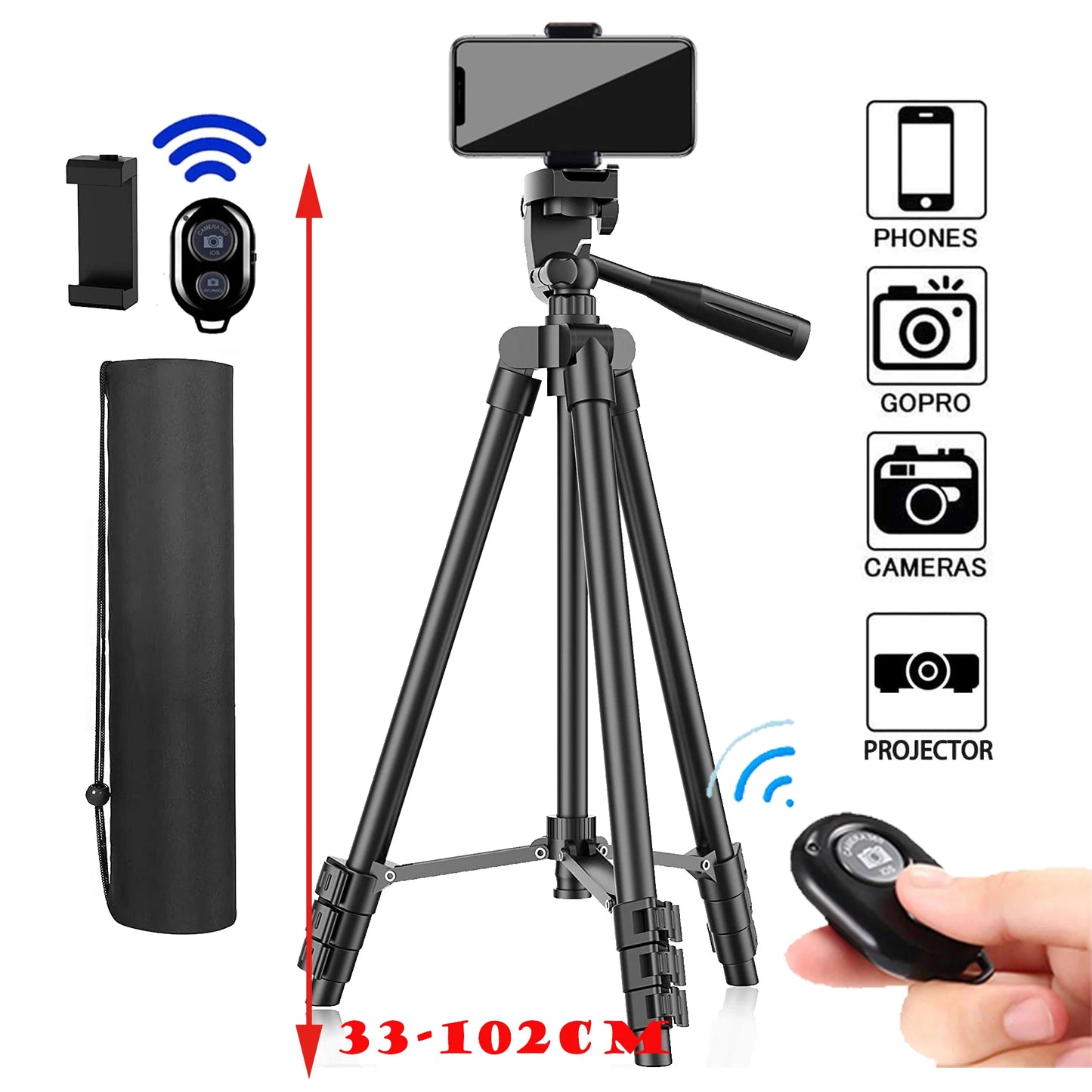 Mobile Tripod for Phone Lightweight Camera Tripod Stand with Bluetooth Selfie Remote Phone Holder for Youtube Video Photography