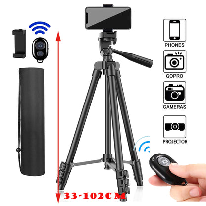 Mobile Tripod for Phone Lightweight Camera Tripod Stand with Bluetooth Selfie Remote Phone Holder for Youtube Video Photography