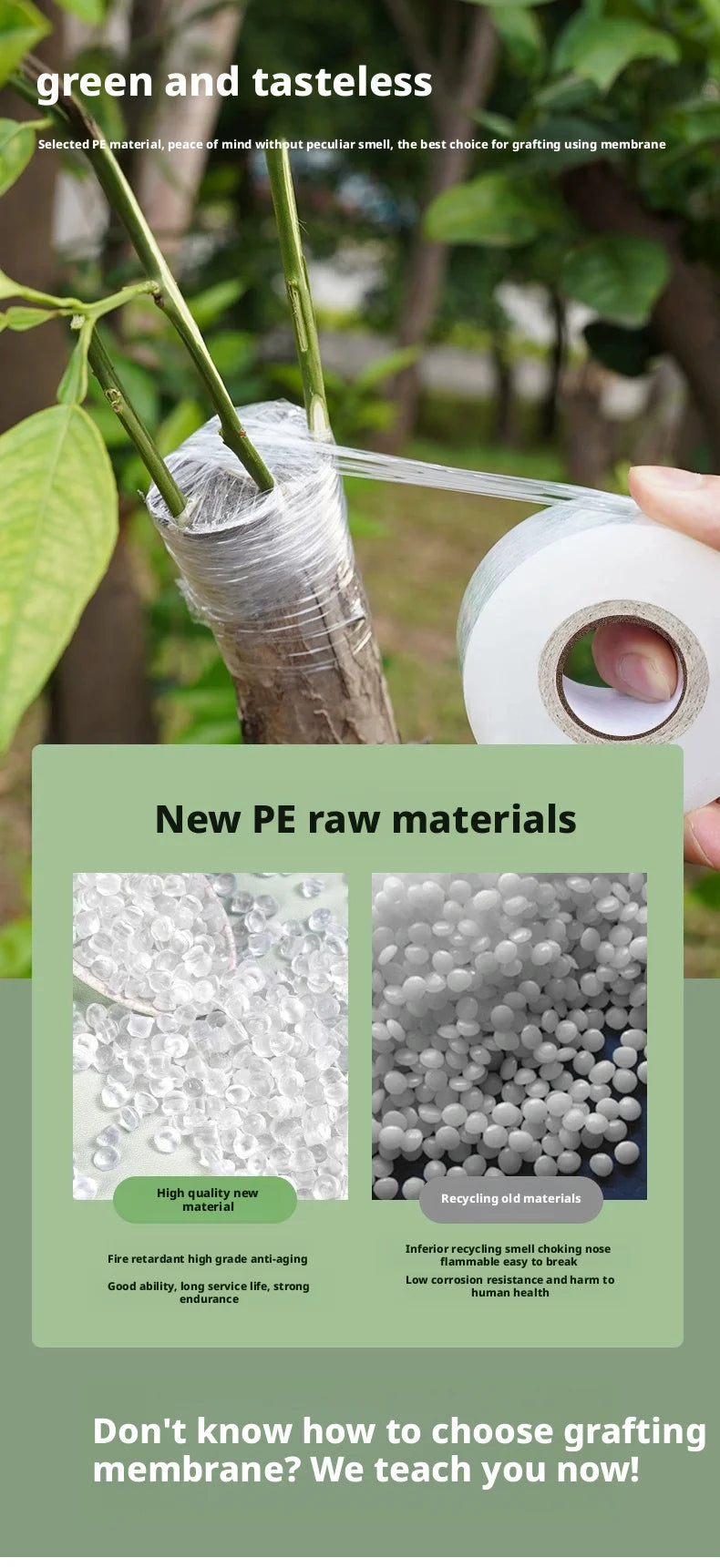 200m Length Eco-Friendly Biodegradable Grafting Tape Graft Membrane Gardening Bind Belt PE Grafting Tape Packaging wrapping film