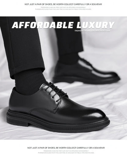 Mens Black Leather Shoes Autumn British Style Formal Business Footwear Low Top Commute Style Dress Shoes For Suits
