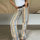 Red Striped Straight-Leg Pants