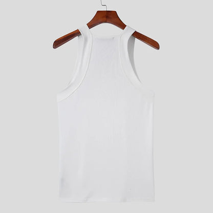 New Fashion Sports Tank Tops Men's Solid Color O-neck Sleeveless T-shirt Skinny Gym Streetwear Casual Vests Party Clothing S-5XL