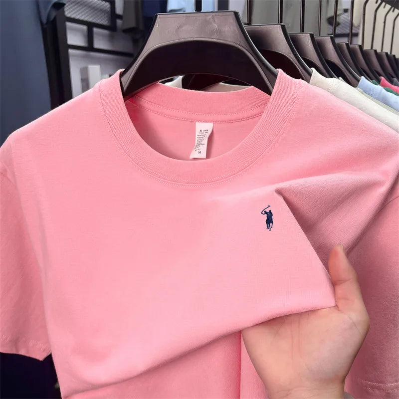 2025 Xiaoma Fashion Brand Pure Cotton Men's Short sleeved T-shirt Summer New High end Comfortable Casual Round Neck Top
