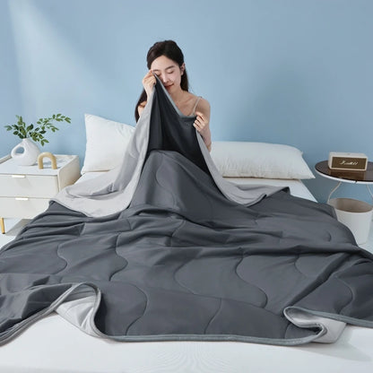 King Size Cooling Comforter - Breathable & Lightweight Ice Silk Cooling Blanket, Thin Quilt for Hot Summer