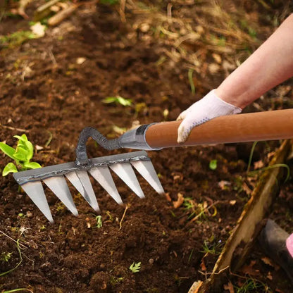 4/5/6/7 Teeth Carbon Steel Garden Hand Rake Farm Tool Weeding Scarifier Agricultural Nail Harrow Metal Harrow Garden WeedingTool