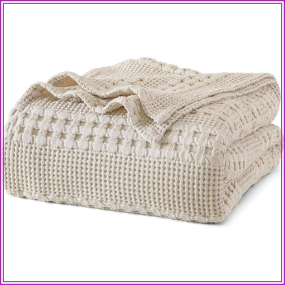 Lightweight Cotton Waffle Blanket King Size 108x90, Soft & Breathable Summer Bedding, Aesthetic Home Decor